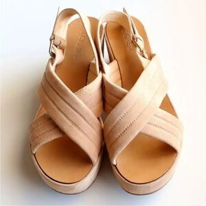 J. Crew Marcie Suede Sling Back Stack Wedge Sandal Adjustable Strap